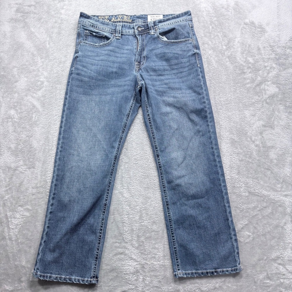 TK Axel Slim Bootcut Jeans Mens 32x30 Blue‎ Medium Wash Stretch Denim Fits 34x30